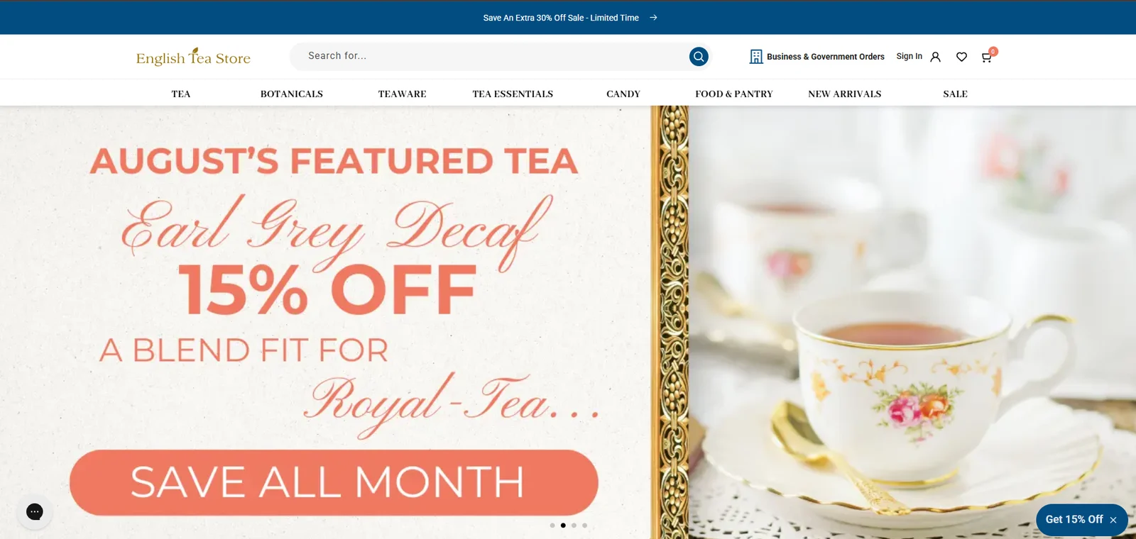 English Tea Store website preview